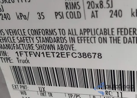 2014 Ford F-150 Platinum from USA, damaged, VIN 1FTFW1ET2EFC38678